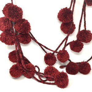 Handmade Large Red Pom Pom Lucet Cord Holiday Valentine's Christmas Garland